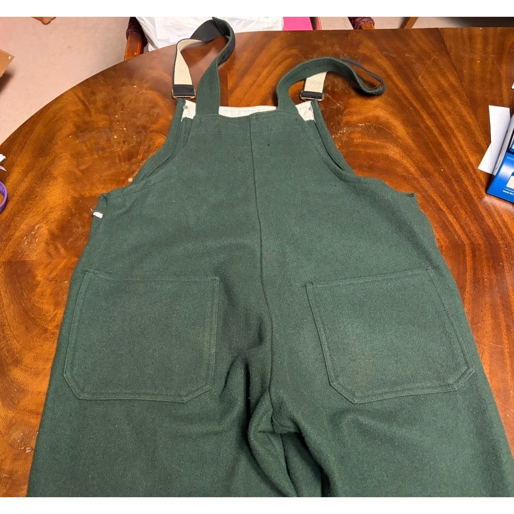 VTG Codet Bib Overalls Mens Mediun 30 in Green Wool Blend  Hunting Outdoor 90s - Picture 10 of 12